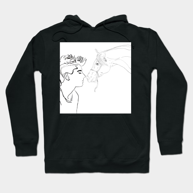 Horse man mediating animal black and white Hoodie by Noamdelf06